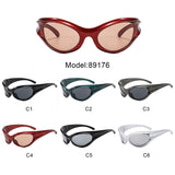 89176 - Sleek Wraparound Y2K Bold Futuristic Oval Wholesale Sunglasses