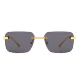 HJ2087 - Chic Rimless Flat Top Tinted Fashion Square Wholesale Sunglasses