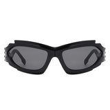 HS1236 - Geometric Rectangle Futuristic Wrap Around Wholesale Sunglasses