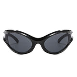 89176 - Sleek Wraparound Y2K Bold Futuristic Oval Wholesale Sunglasses