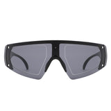 HS2179 - Futuristic Semi Rimless Curve Shield Wholesale Sunglasses