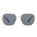 HJ2092 - Square Rimless Tinted Curved Lens Jaguar Wholesale Sunglasses