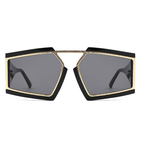 HS2165 - Oversize Brow-Bar Fashion Square Wholesale Sunglasses