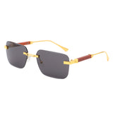 HJ2087 - Chic Rimless Flat Top Tinted Fashion Square Wholesale Sunglasses