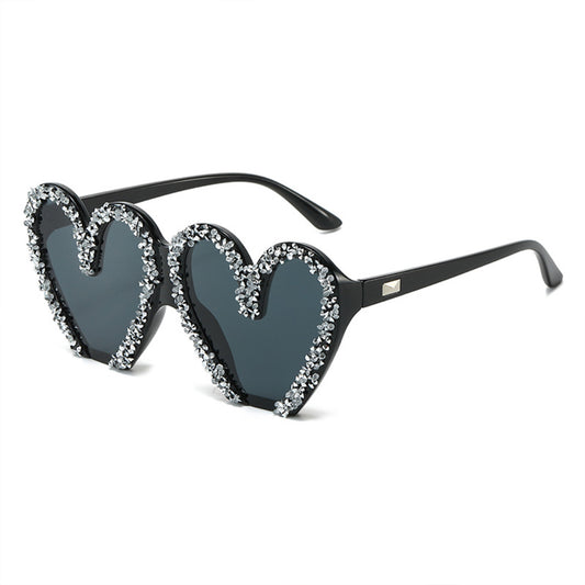 HS2172 - Heart Shape Fashion Glitter Wholesale Sunglasses