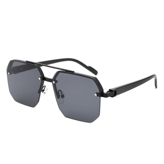 HJ2089 - Square Half Frame Retro Brow-Bar Wholesale Sunglasses