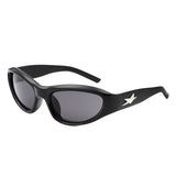 HS1328 - Rectangle Sport Wrap Around Star Design Wholesale Sunglasses