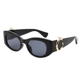 HS2182 - Chic Oval Leopard Design Fashion Wholesale Sunglasses