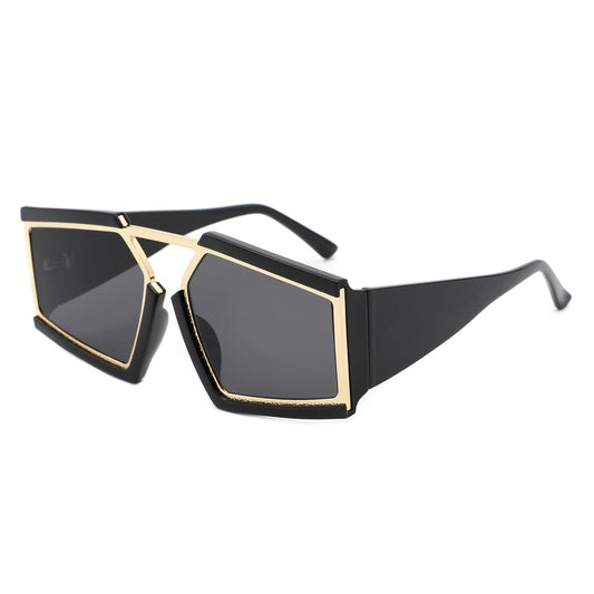 HS2165 - Oversize Brow-Bar Fashion Square Wholesale Sunglasses