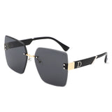 HW2067 - Women Oversize Fashion Rimless Square Wholesale Sunglasses