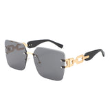HJ3035 - Square Double Link Chain Rimless Wholesale Sunglasses