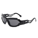 HS1236 - Geometric Rectangle Futuristic Wrap Around Wholesale Sunglasses