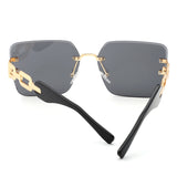 HJ3035 - Square Double Link Chain Rimless Wholesale Sunglasses