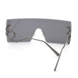 HW2068 - Oversize Rimless Double Heart Square Wholesale Sunglasses