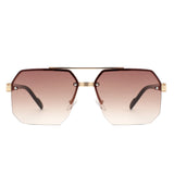 HJ2089 - Square Half Frame Retro Brow-Bar Wholesale Sunglasses