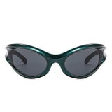 89176 - Sleek Wraparound Y2K Bold Futuristic Oval Wholesale Sunglasses