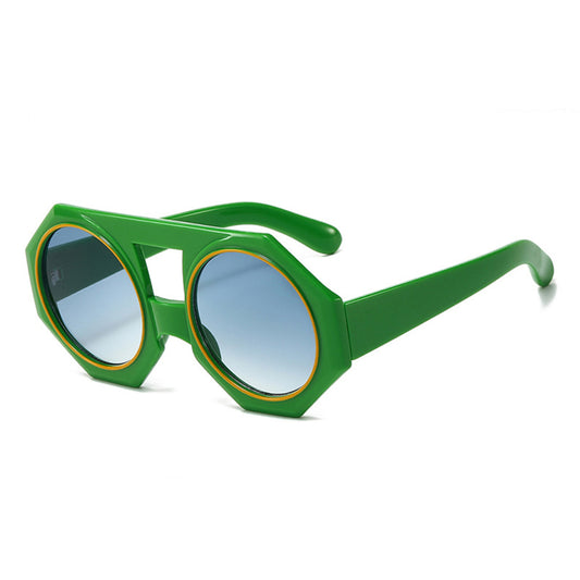 HS1335 - Geometric Chunky Fashion Round Wholesale Sunglasses