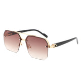 HJ2089 - Square Half Frame Retro Brow-Bar Wholesale Sunglasses