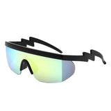 HS3023 - Square Semi-Rimless Lighting Bolt Shield Wholesale Sunglasses