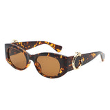 HS2182 - Chic Oval Leopard Design Fashion Wholesale Sunglasses