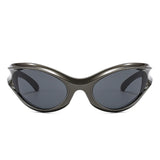 89176 - Sleek Wraparound Y2K Bold Futuristic Oval Wholesale Sunglasses