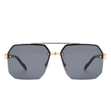 HJ2089 - Square Half Frame Retro Brow-Bar Wholesale Sunglasses