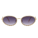 HJ3040 - Oval Retro Modern Diamond Star Round Wholesale Sunglasses