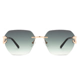 HJ2092 - Square Rimless Tinted Curved Lens Jaguar Wholesale Sunglasses