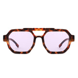 HS1342 - Geometric Square Block Brow-Bar Aviator Wholesale Sunglasses