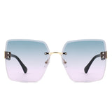 HW2067 - Women Oversize Fashion Rimless Square Wholesale Sunglasses