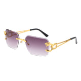 HJ2084 - Rimless Square Irregular Leopard Design Fashion Wholesale Sunglasses