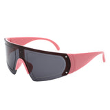 HS2179 - Futuristic Semi Rimless Curve Shield Wholesale Sunglasses