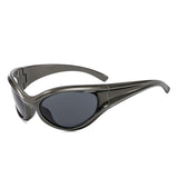 89176 - Sleek Wraparound Y2K Bold Futuristic Oval Wholesale Sunglasses