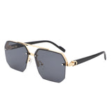 HJ2089 - Square Half Frame Retro Brow-Bar Wholesale Sunglasses