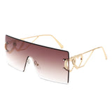 HW2068 - Oversize Rimless Double Heart Square Wholesale Sunglasses