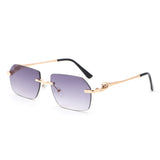 HJ2090 - Rimless Leopard Design Tinted Lens Square  Wholesale Sunglasses