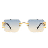 HJ2084 - Rimless Square Irregular Leopard Design Fashion Wholesale Sunglasses