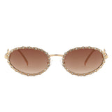 HJ3040 - Oval Retro Modern Diamond Star Round Wholesale Sunglasses