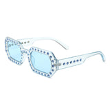 HS2154 - Square Retro Geometric Tinted  Rhinestone Fashion Wholesale Sunglasses