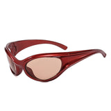 89176 - Sleek Wraparound Y2K Bold Futuristic Oval Wholesale Sunglasses