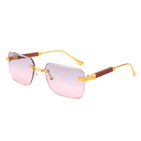 HJ2087 - Chic Rimless Flat Top Tinted Fashion Square Wholesale Sunglasses