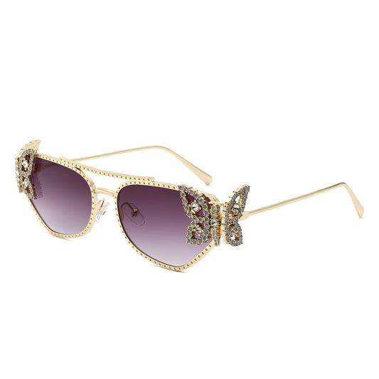 HJ2102 - Women Fashion Butterfly Design Rhinestone Cat Eye Wholesale Sunglasses