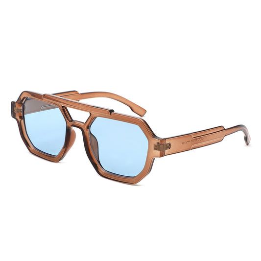 HS1342 - Geometric Square Block Brow-Bar Aviator Wholesale Sunglasses