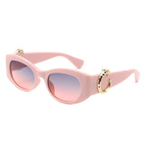 HS2182 - Chic Oval Leopard Design Fashion Wholesale Sunglasses