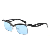 HS1349 - Square Semi Rimless Geometric Fashion Irregular Wholesale Sunglasses