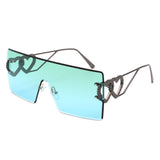 HW2068 - Oversize Rimless Double Heart Square Wholesale Sunglasses