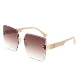 HW2067 - Women Oversize Fashion Rimless Square Wholesale Sunglasses