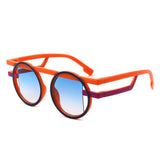 S1249 - Irregular Futuristic Double Frame Round Wholesale Sunglasses