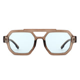 HS1342 - Geometric Square Block Brow-Bar Aviator Wholesale Sunglasses