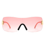 HS2183 - Rimless Square Fashion Mirrored Wholesale Sunglasses